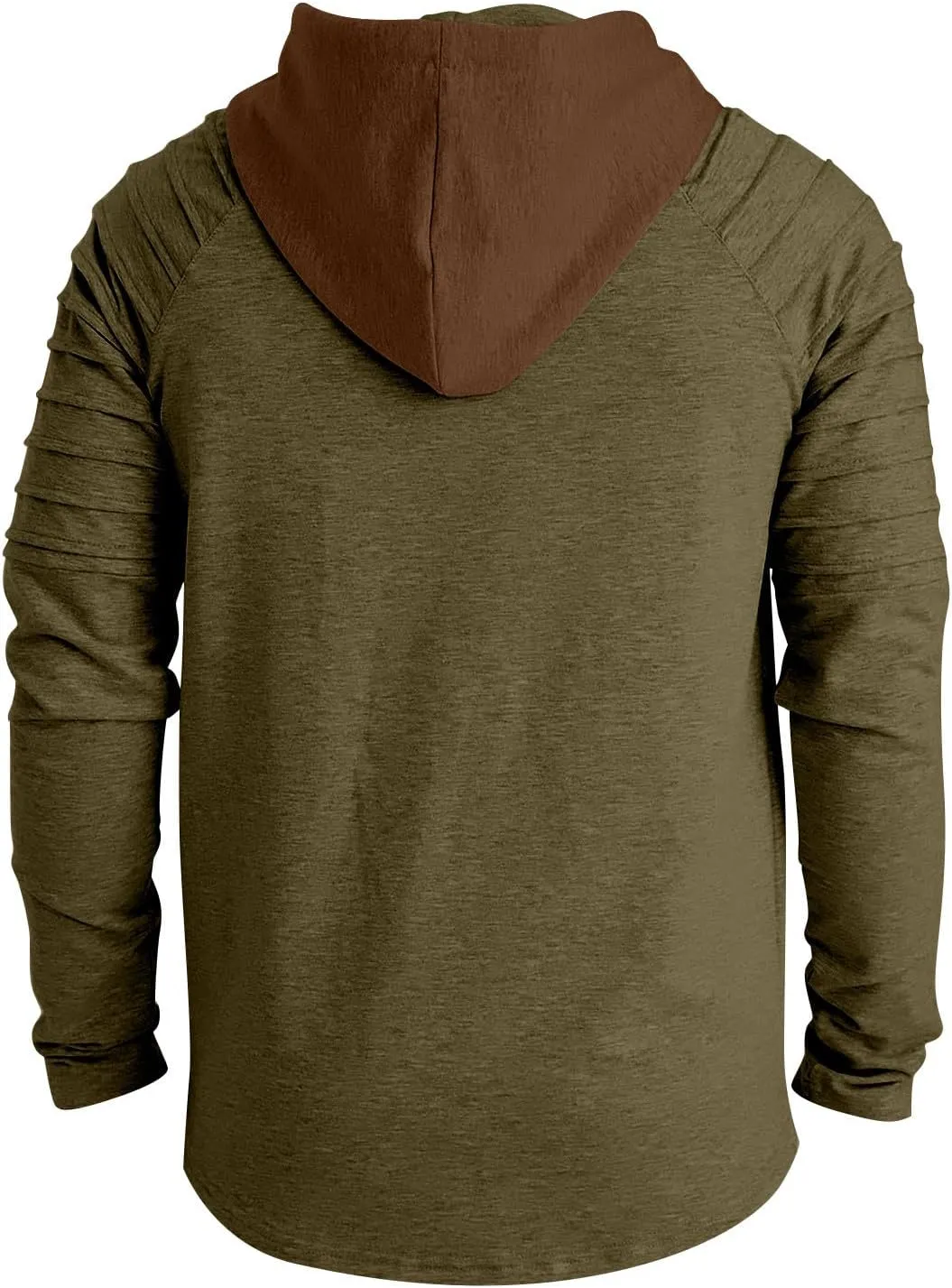Men's Hoodies Shirt Vintage Medieval Hooded Lace Up Tops Casual Long Sleeve Henley Shirt Tactical Patchwork Tops
