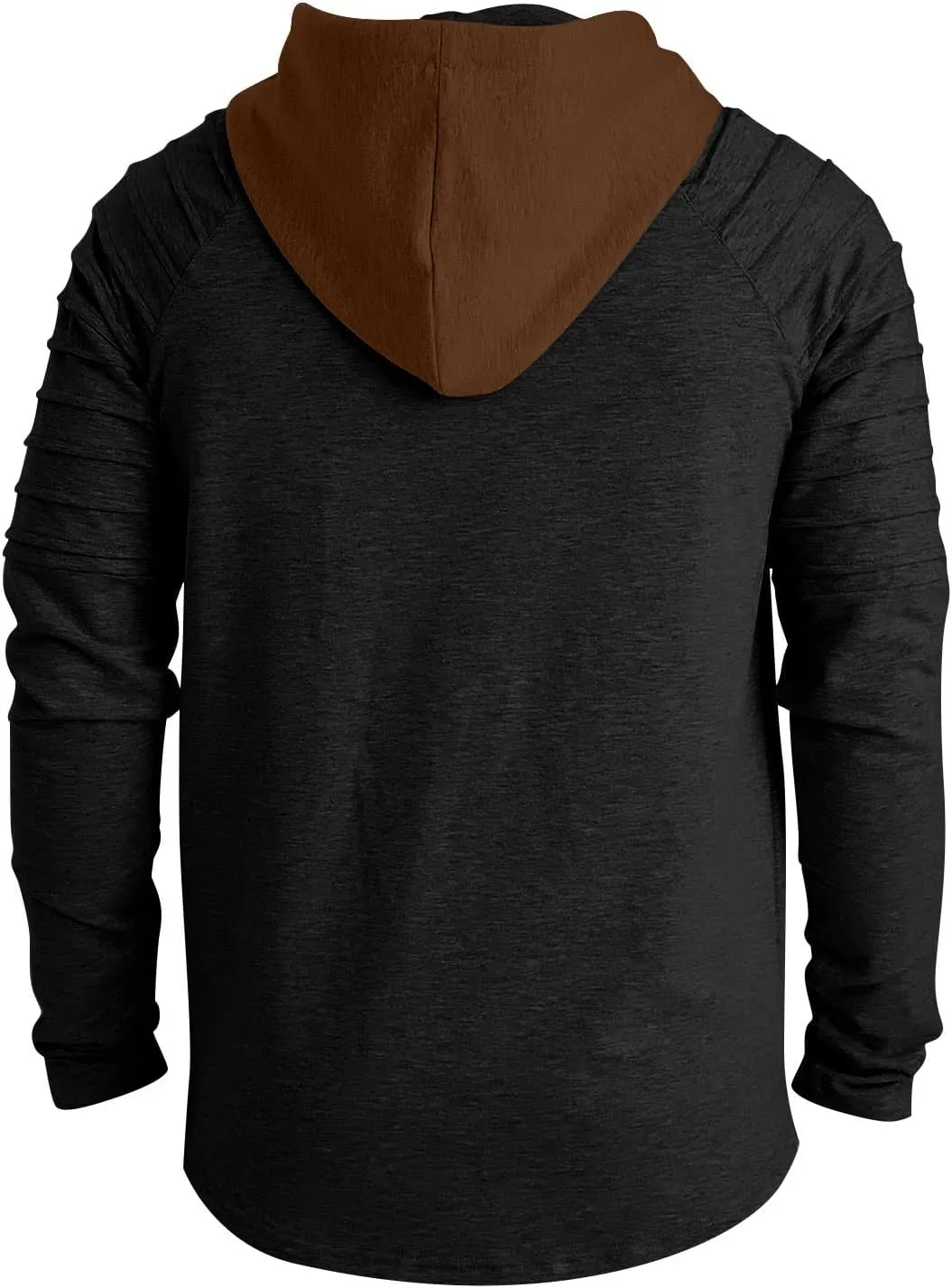 Men's Hoodies Shirt Vintage Medieval Hooded Lace Up Tops Casual Long Sleeve Henley Shirt Tactical Patchwork Tops