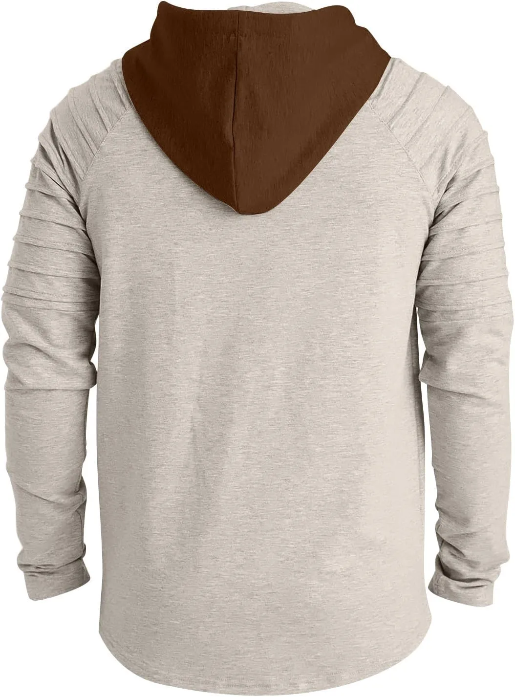 Men's Hoodies Shirt Vintage Medieval Hooded Lace Up Tops Casual Long Sleeve Henley Shirt Tactical Patchwork Tops