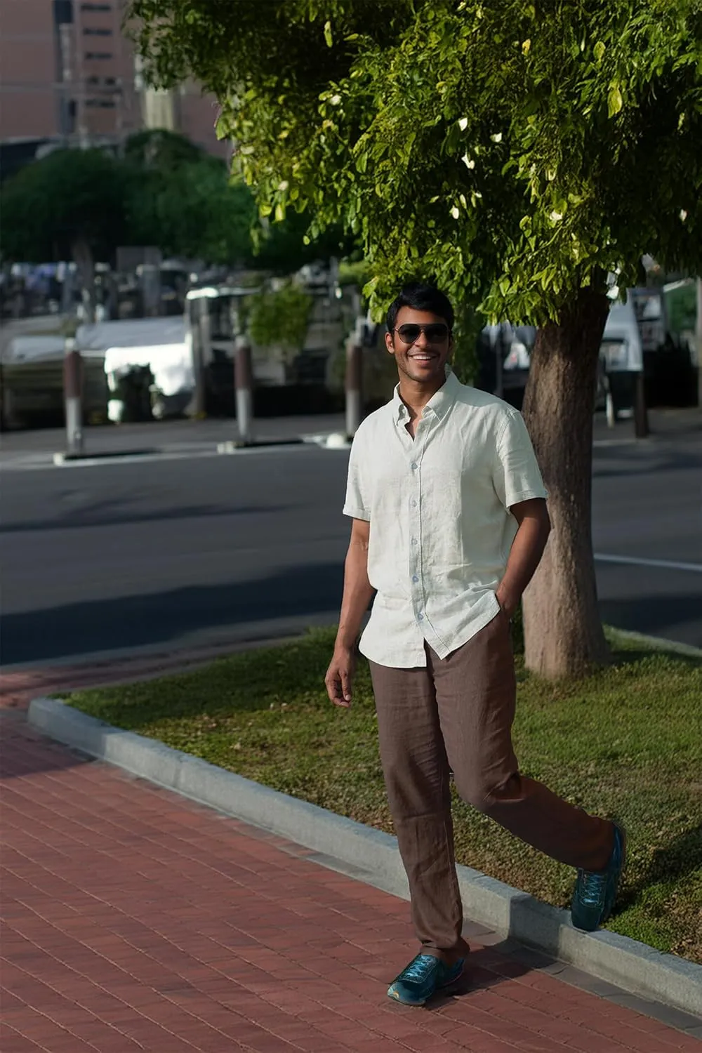 Mens Linen Blend Short Sleeve Casual Shirt for Vacation, Holiday, Casual Party, Lightweight Button Down Shirt