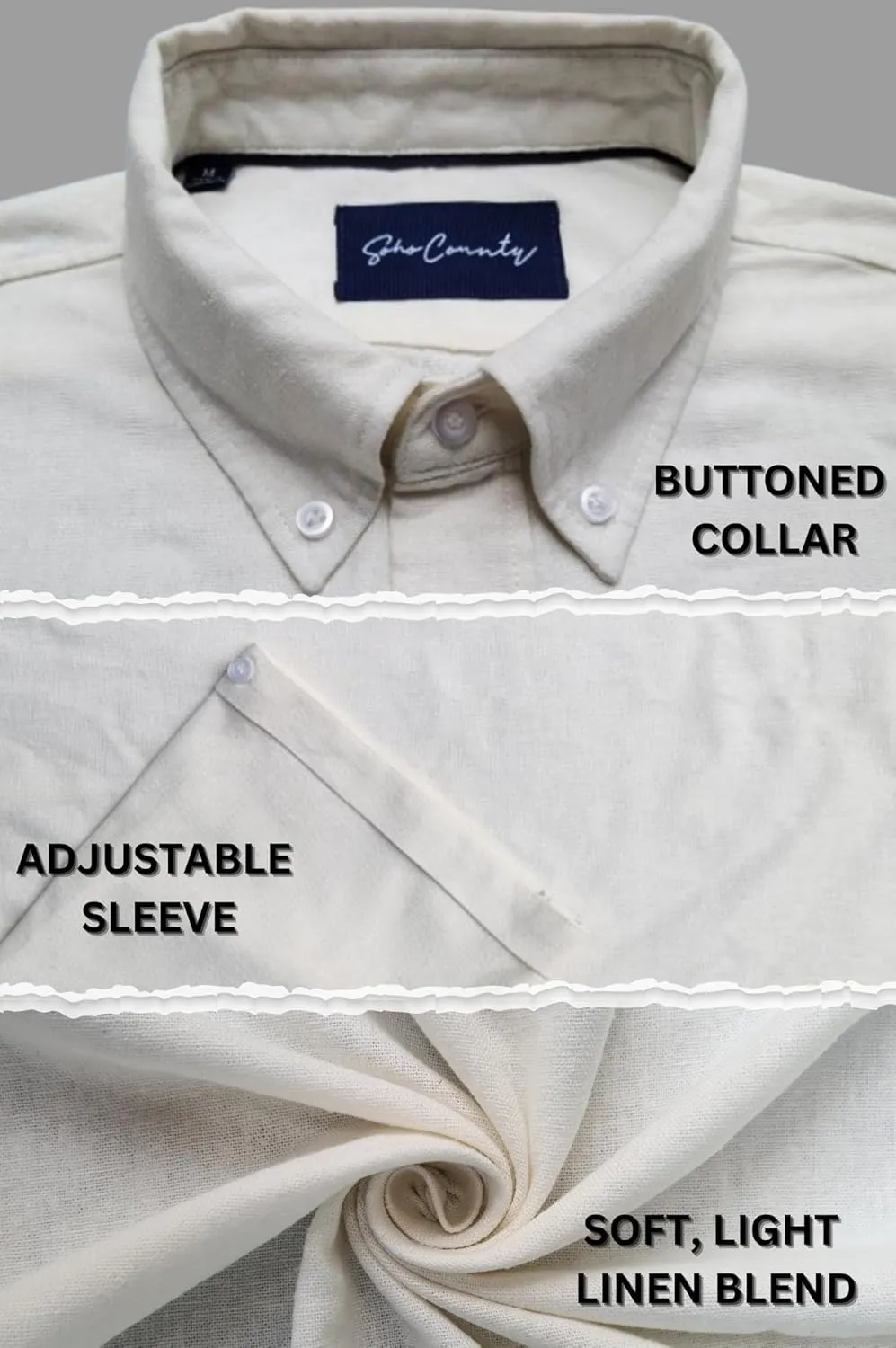 Mens Linen Blend Short Sleeve Casual Shirt for Vacation, Holiday, Casual Party, Lightweight Button Down Shirt