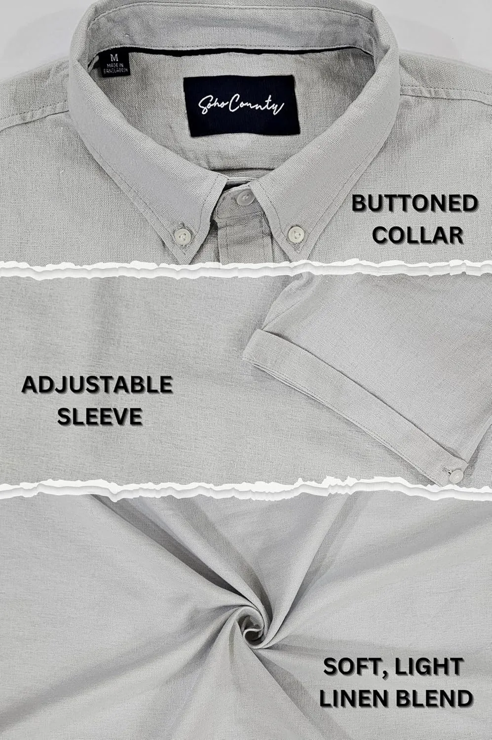 Mens Linen Blend Short Sleeve Casual Shirt for Vacation, Holiday, Casual Party, Lightweight Button Down Shirt