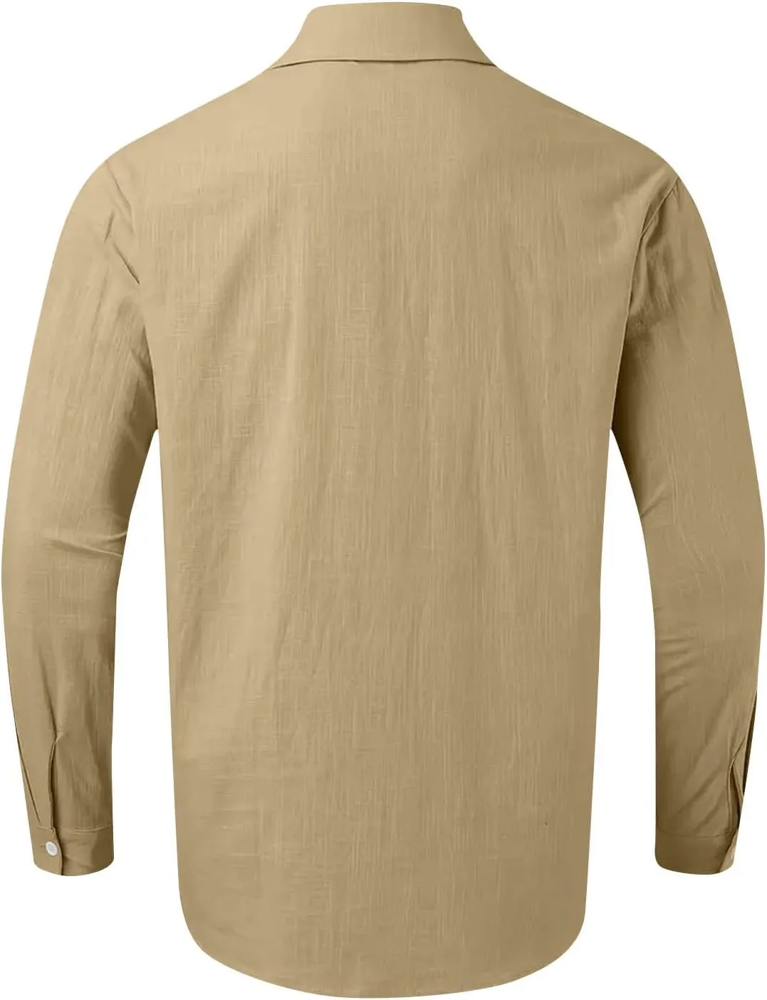 Mens Linen Shirt Casual Button Down Long Sleeve Trendy Business Tops with Pockets Solid Color Basic Lapel Shirt 2025
