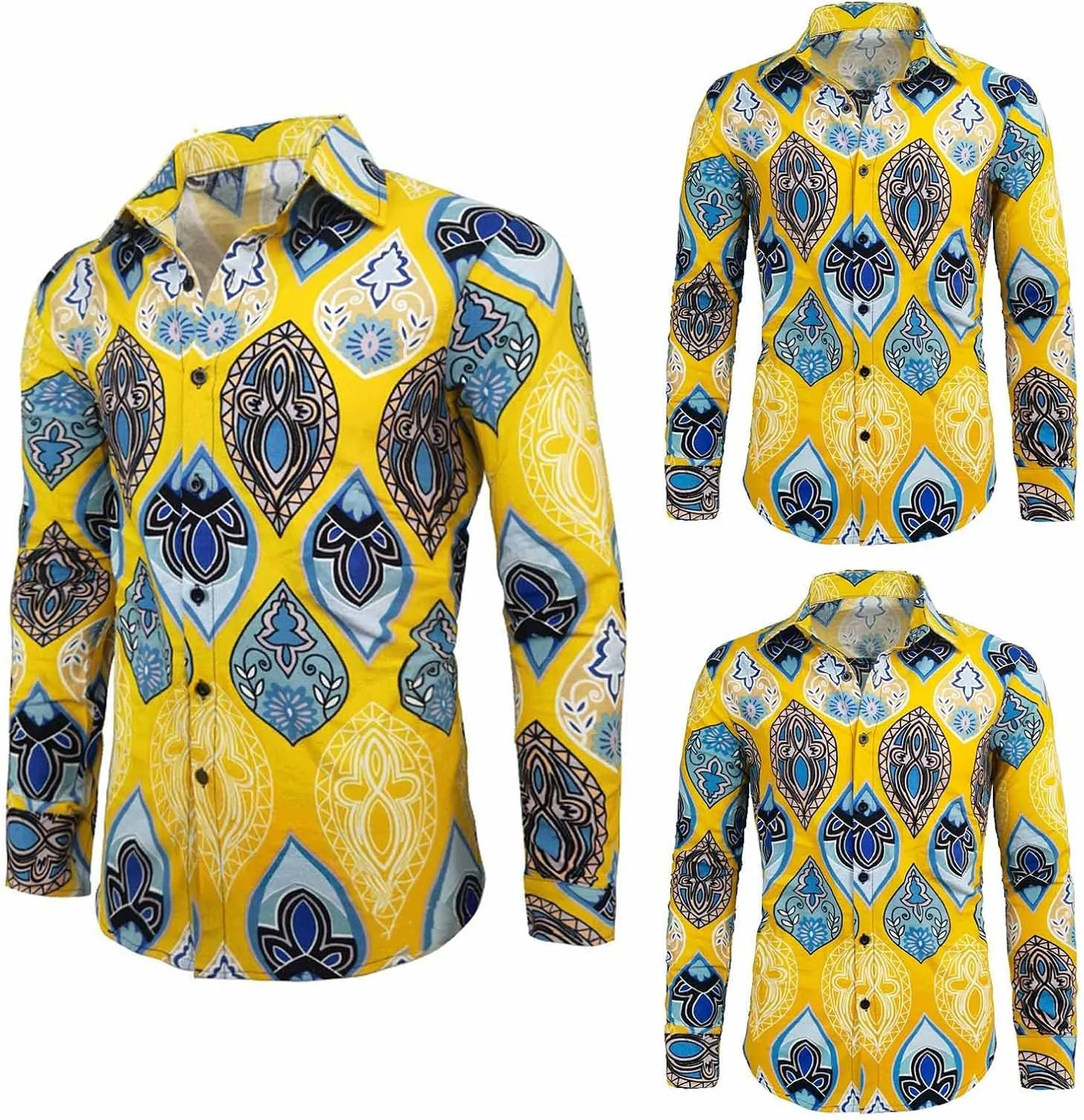 Men's Linen Shirts Striped Ethnic Style Long Sleeve Button Down Shirt Vintage Aztec Casual Trendy Summer Clothes 2025