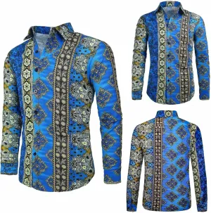 Men's Linen Shirts Striped Ethnic Style Long Sleeve Button Down Shirt Vintage Aztec Casual Trendy Summer Clothes 2025