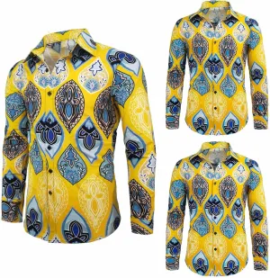 Men's Linen Shirts Striped Ethnic Style Long Sleeve Button Down Shirt Vintage Aztec Casual Trendy Summer Clothes 2025