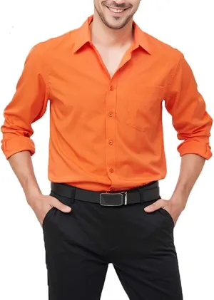 Men's Long Sleeve Dress Shirts Regular Fit and Wrinkle Free Stretch Buttown Down Shirt with Pocket