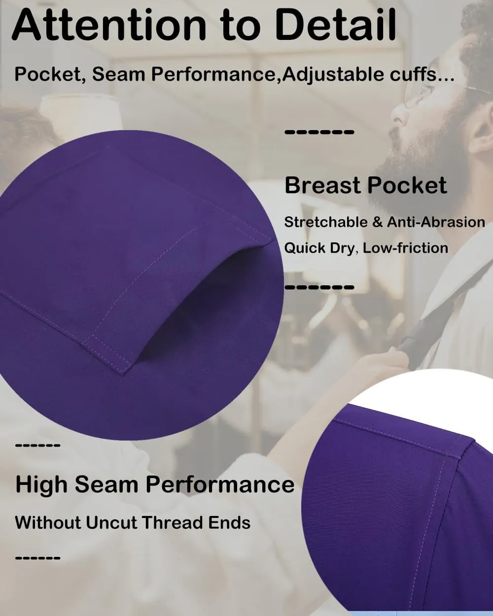 Men's Long Sleeve Dress Shirts Regular Fit and Wrinkle Free Stretch Buttown Down Shirt with Pocket