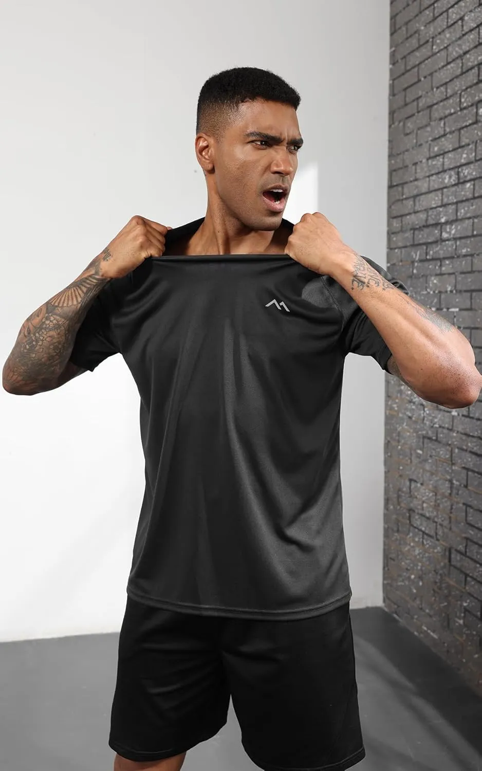 Men's Mesh Athletic Shirts Quick-Dry for Gym Running Training Workout