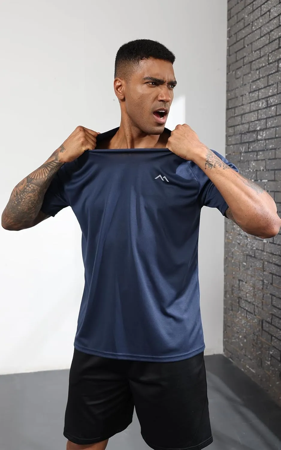 Men's Mesh Athletic Shirts Quick-Dry for Gym Running Training Workout