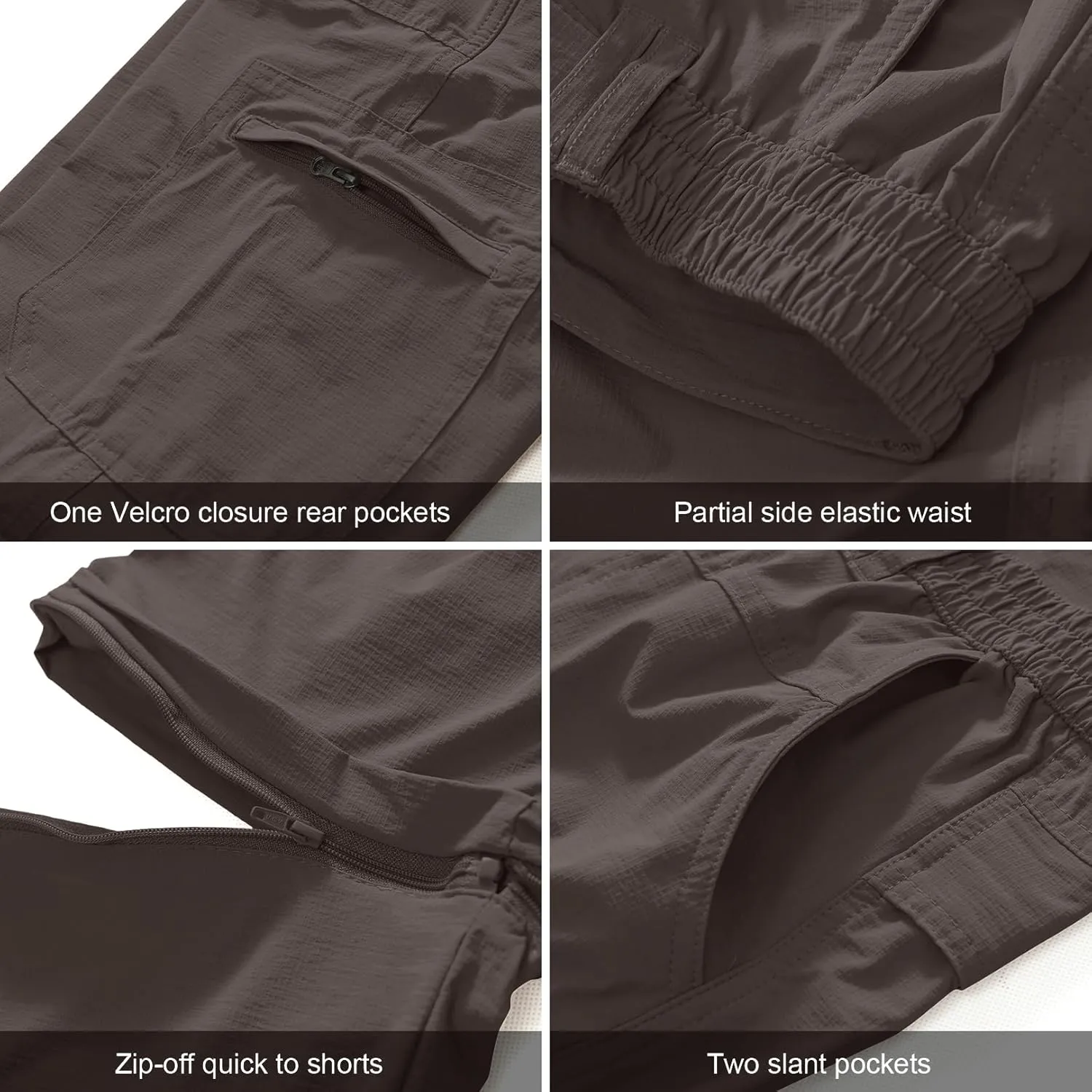 Men's Outdoor Quick Dry Convertible Lightweight Hiking Fishing Zip Off Safari Trousers