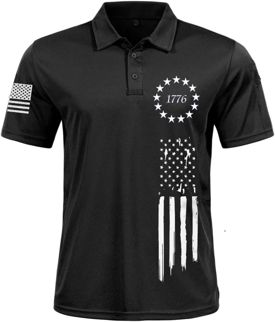 Men's Polo Shirt Quick Dry Performance Short Sleeve Tactical Pique Golf Shirts