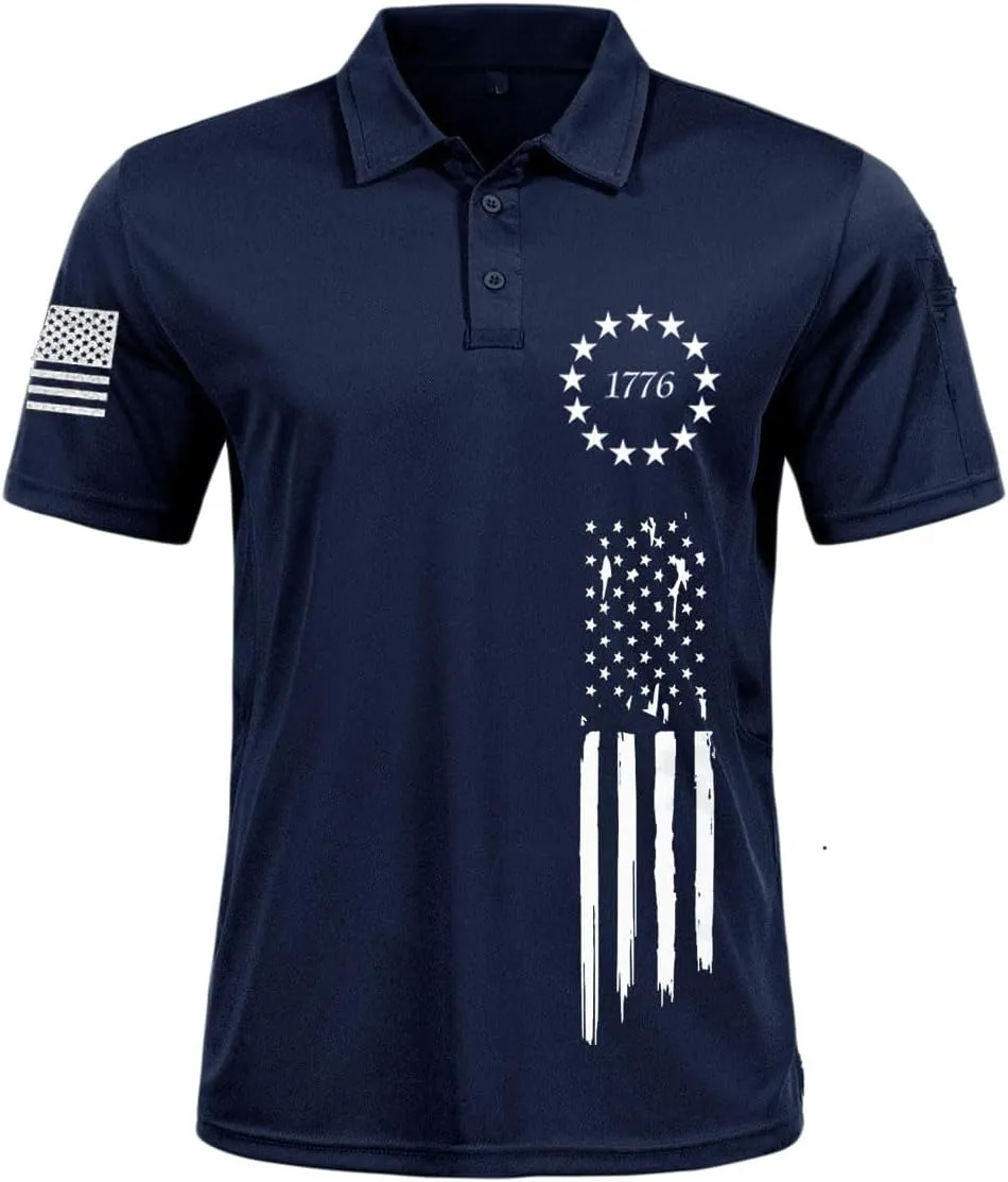 Men's Polo Shirt Quick Dry Performance Short Sleeve Tactical Pique Golf Shirts