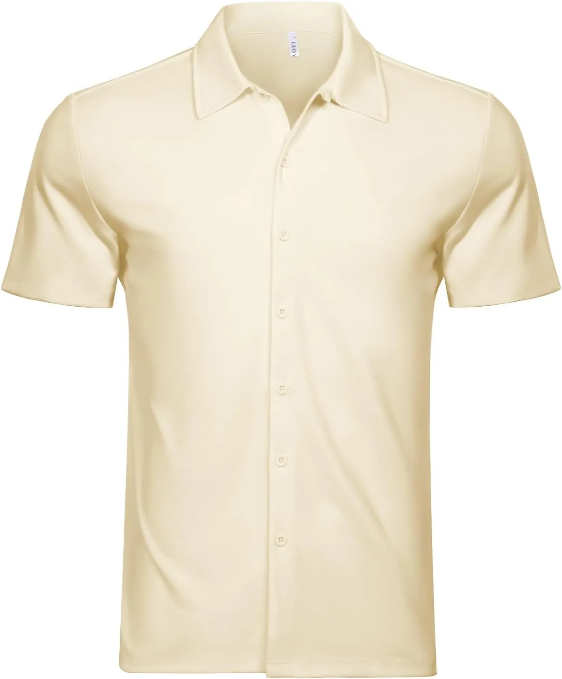 Men's Short Sleeve Dress Shirts Stretch Wrinkle Free Casual Button Down Solid Formal Top