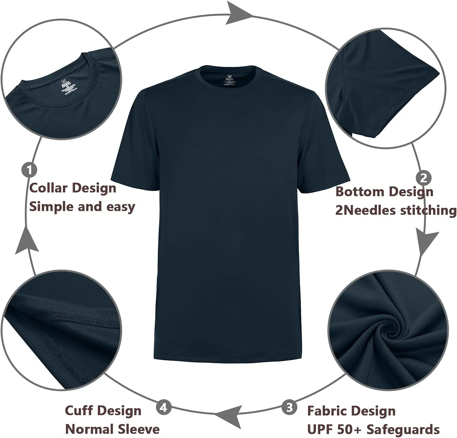 Men's Short Sleeve T-Shirt Quick Dry UPF 50  Athletic Running Workout Fishing Hiking Tops Performance Shirts
