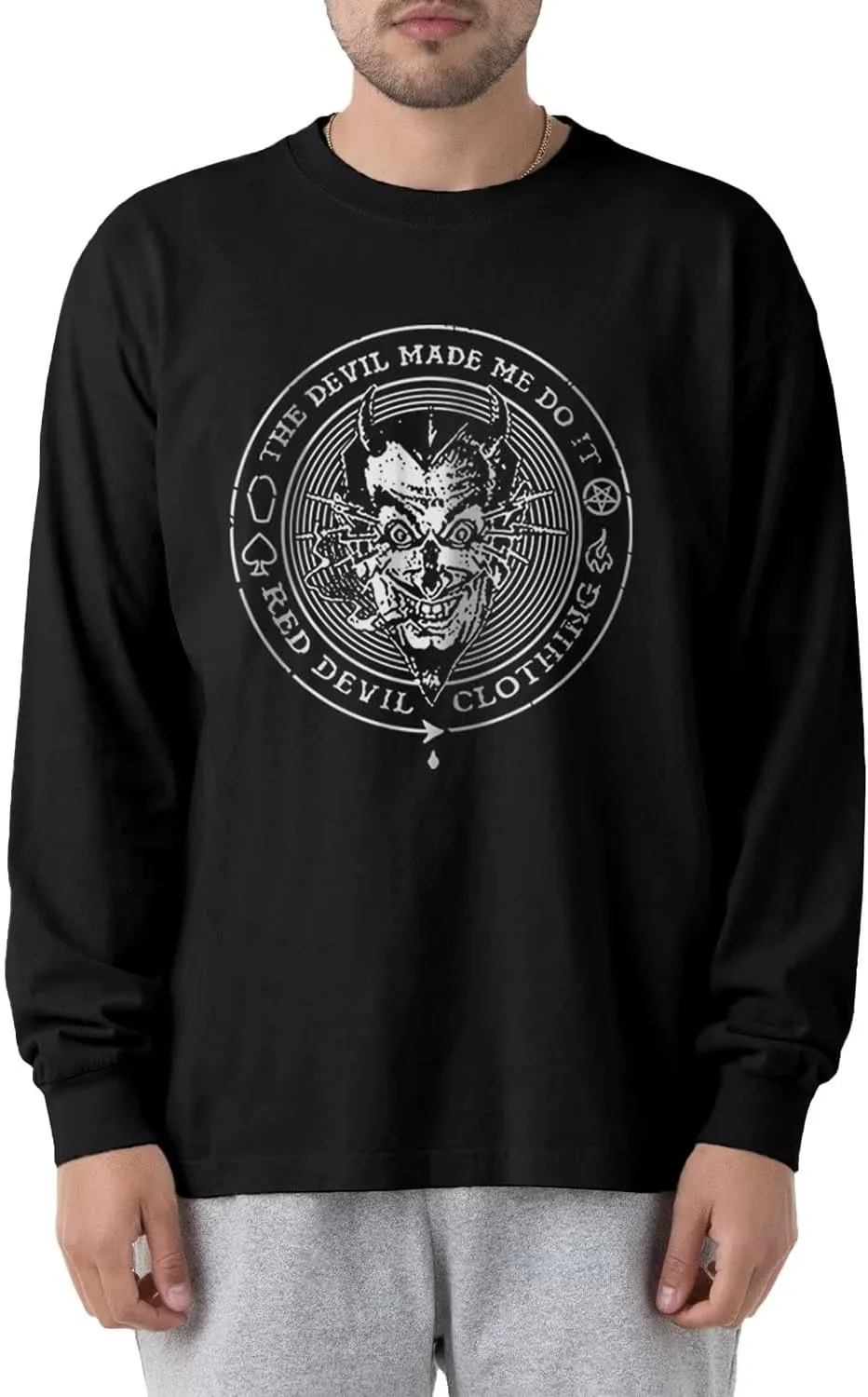 Mens Skull Skeleton Graphic Long Sleeve Classic Fit Shirt Vintage Novelty Funny Tops Y2k T-Shirt