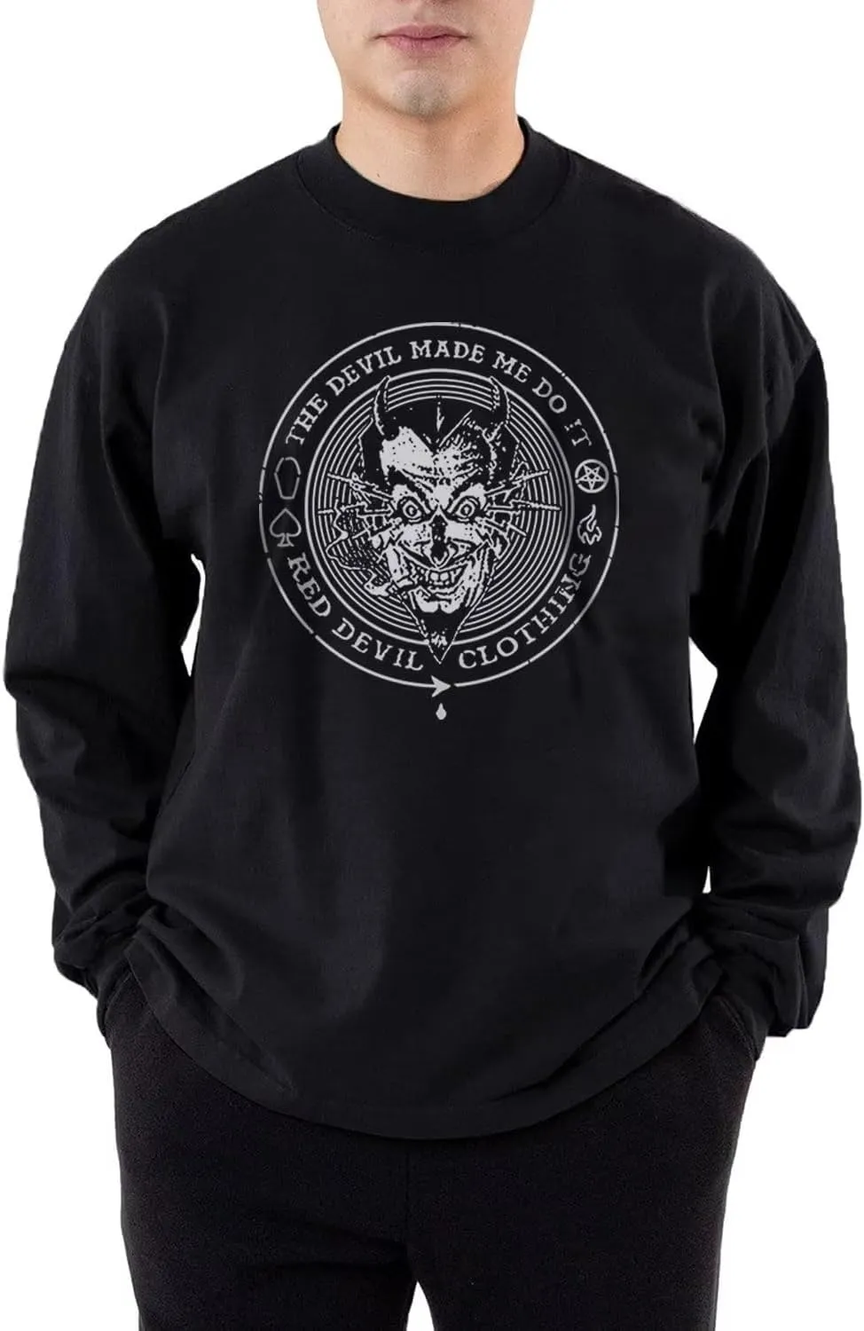 Mens Skull Skeleton Graphic Long Sleeve Classic Fit Shirt Vintage Novelty Funny Tops Y2k T-Shirt