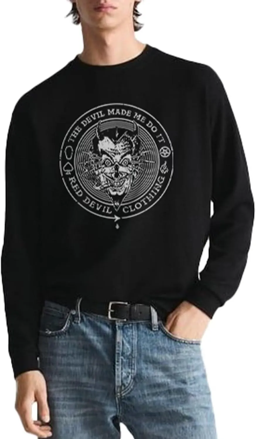 Mens Skull Skeleton Graphic Long Sleeve Classic Fit Shirt Vintage Novelty Funny Tops Y2k T-Shirt