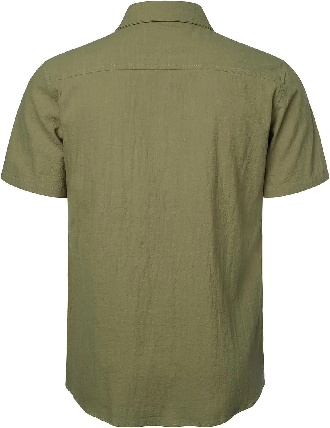 Mens Summer Cotton Linen Short Sleeve Button Down Shirt Casual Lightweight Tops with Pockets for Beach Vacation