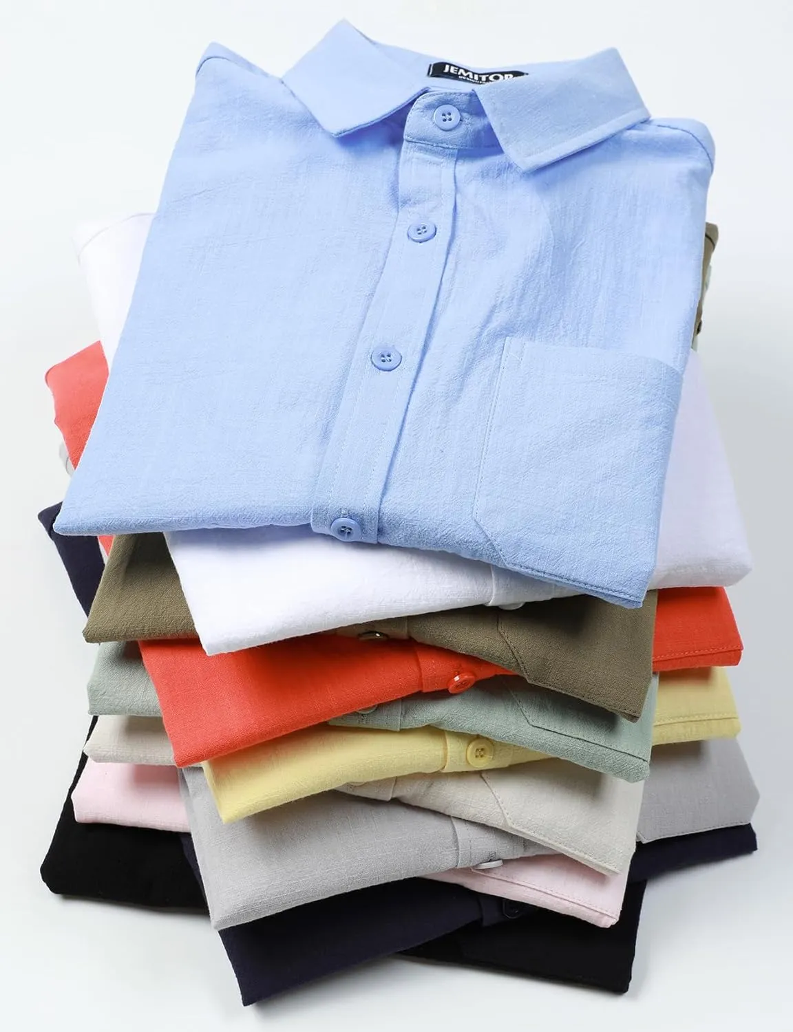 Mens Summer Cotton Linen Short Sleeve Button Down Shirt Casual Lightweight Tops with Pockets for Beach Vacation