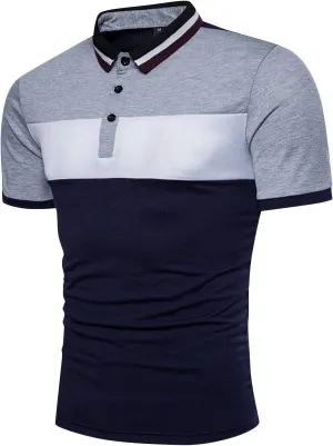 Men's Summer Patchwork Dry Fit Slim Short Sleeves Polo Golf Fashion Shirts