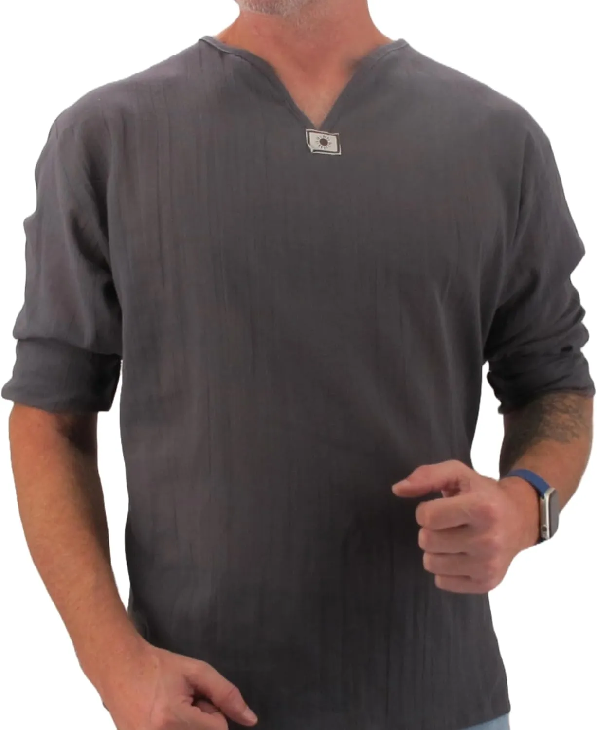 Men's Summer T-Shirt 100% Cotton Hippie Shirt V-Neck Beach Yoga Top