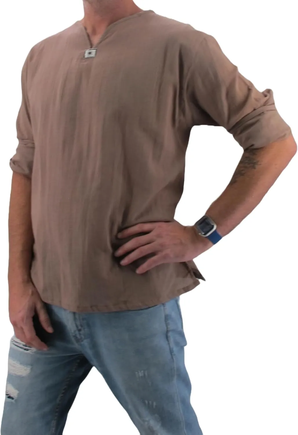 Men's Summer T-Shirt 100% Cotton Hippie Shirt V-Neck Beach Yoga Top