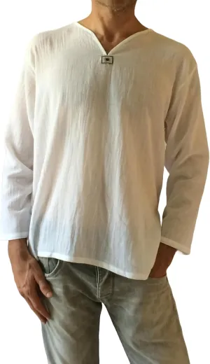 Men's Summer T-Shirt 100% Cotton Hippie Shirt V-Neck Beach Yoga Top