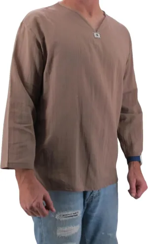 Men's Summer T-Shirt 100% Cotton Hippie Shirt V-Neck Beach Yoga Top