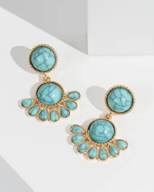 Mint Fanned Double Drop Earrings