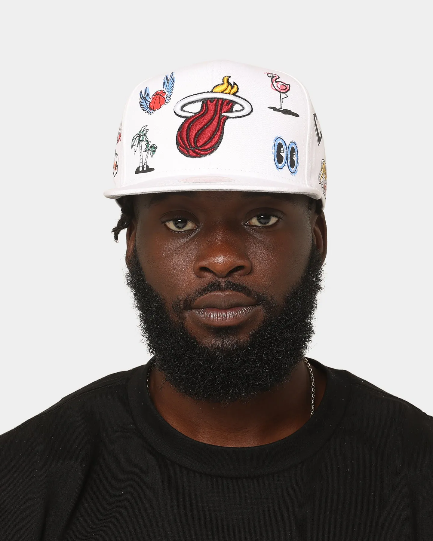 Mitchell & Ness Miami Heat 'Hand Drawn' Original Fit Snapback White