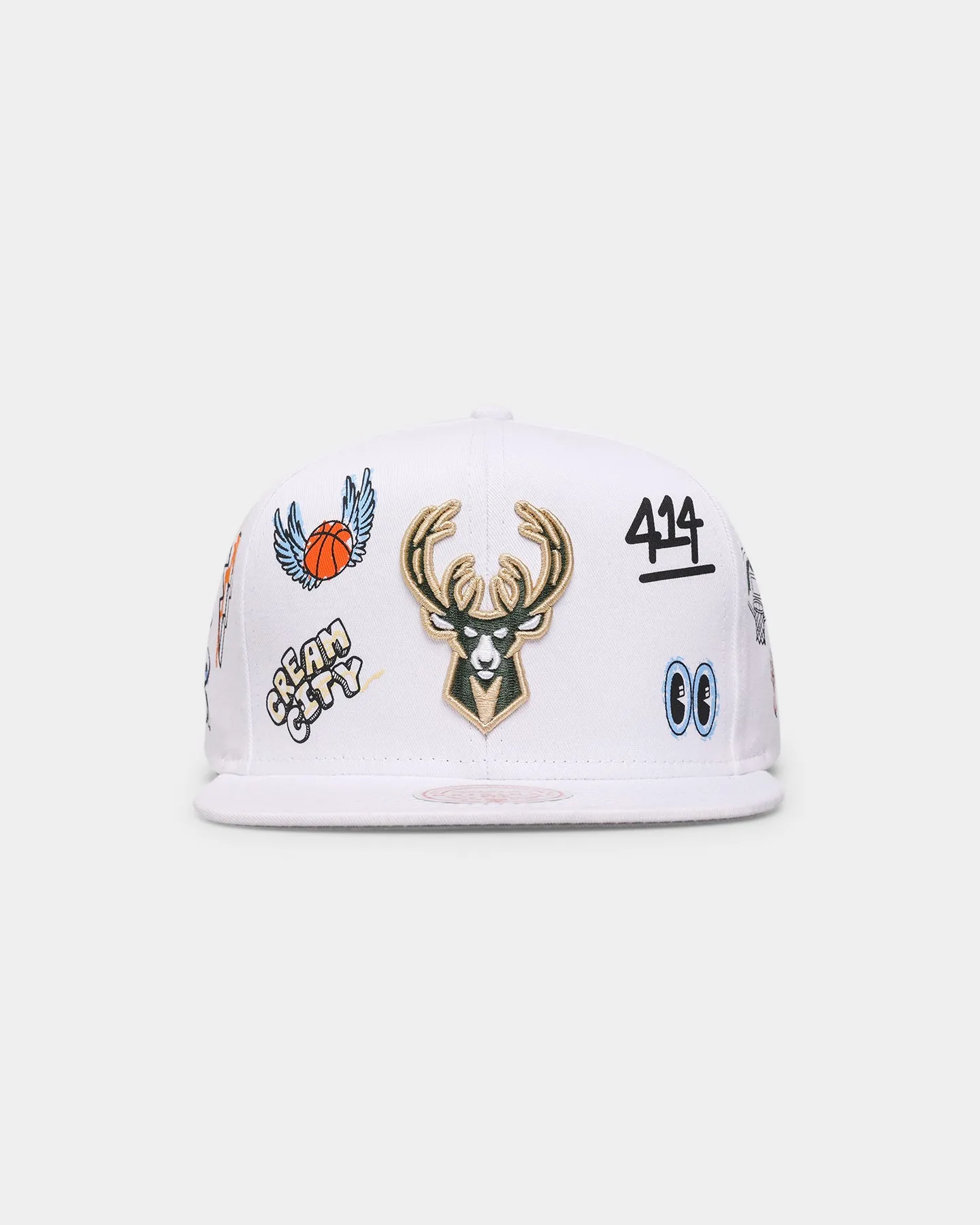 Mitchell & Ness Milwaukee Bucks 'Hand Drawn' Original Fit Snapback White
