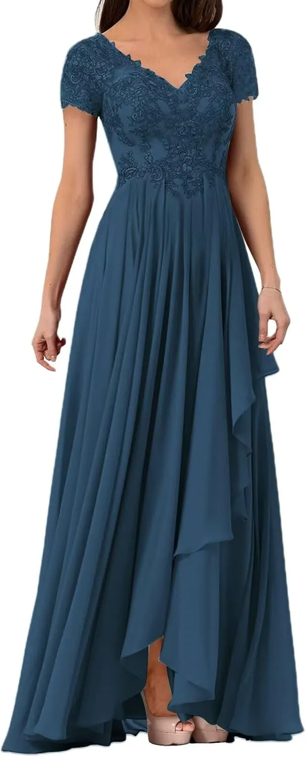 Mother of The Bride Groom Dresses for Wedding Short Sleeves Formal Evening Gown