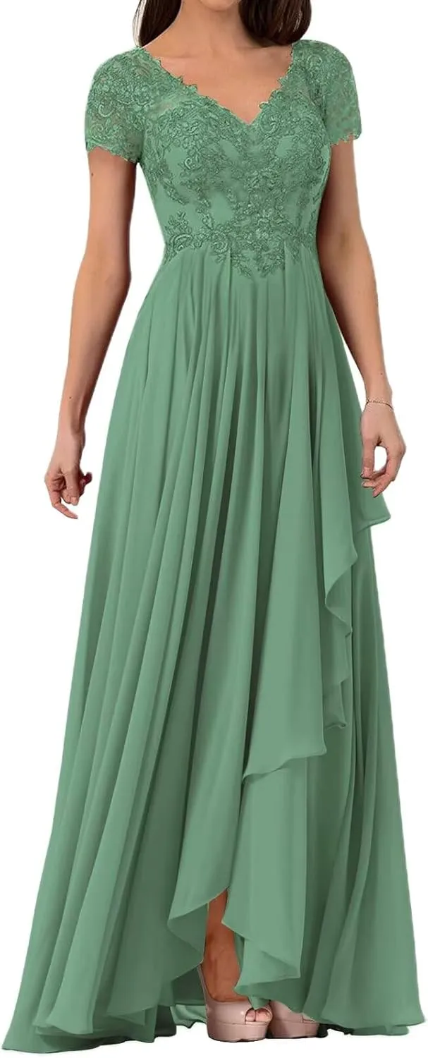 Mother of The Bride Groom Dresses for Wedding Short Sleeves Formal Evening Gown