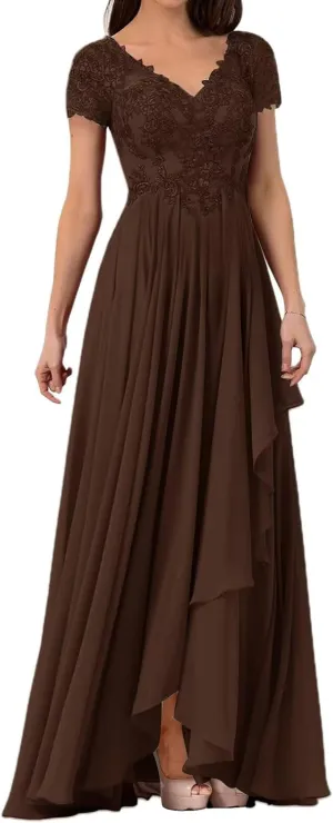 Mother of The Bride Groom Dresses for Wedding Short Sleeves Formal Evening Gown