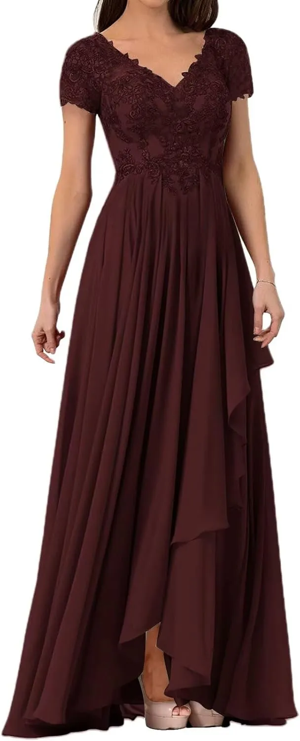 Mother of The Bride Groom Dresses for Wedding Short Sleeves Formal Evening Gown