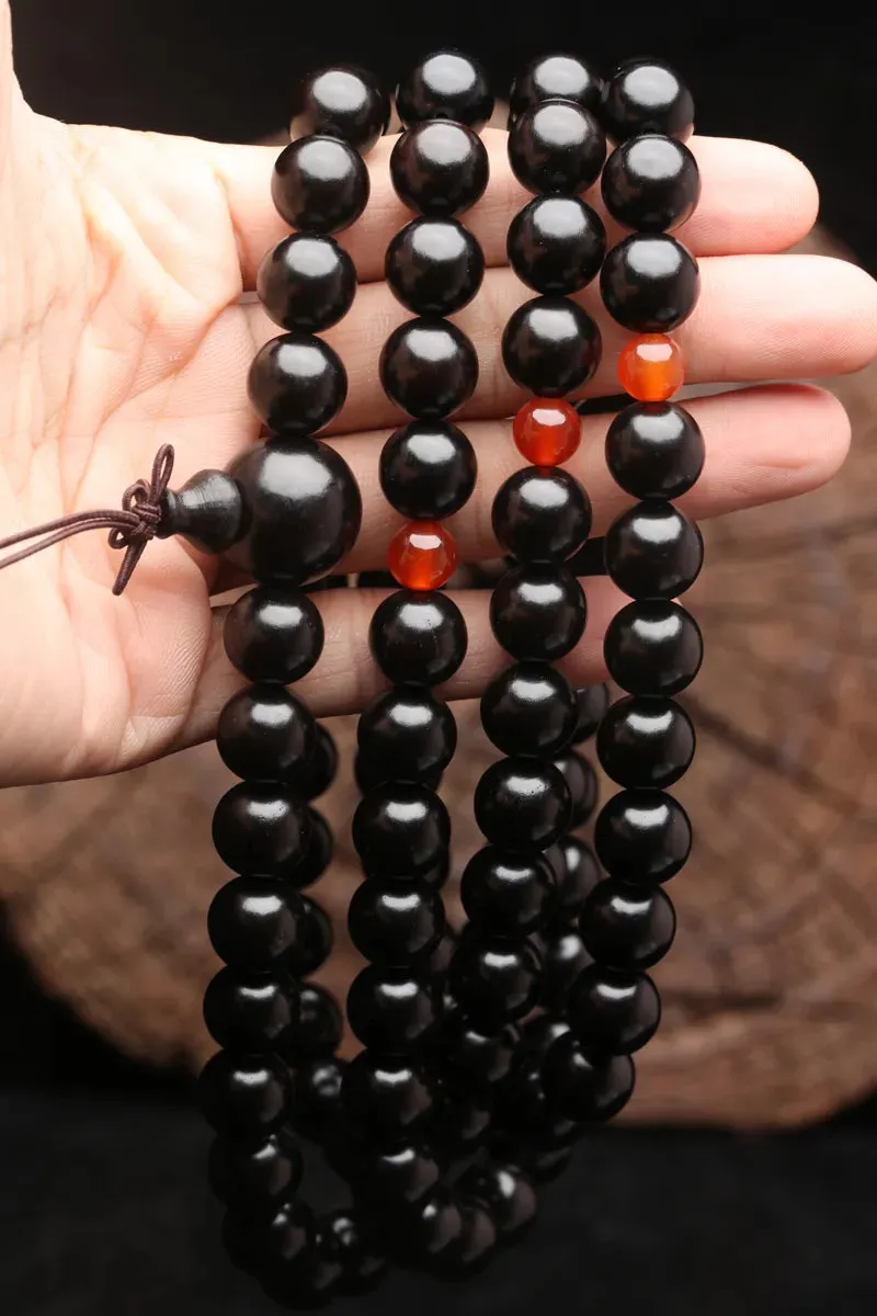 Natural black wood rosary Tibetan Buddhism horse Buddhist bracelet rosary