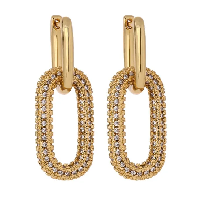 New Exquisite Shiny Cubic Zirconia Geometric Drop Earrings
