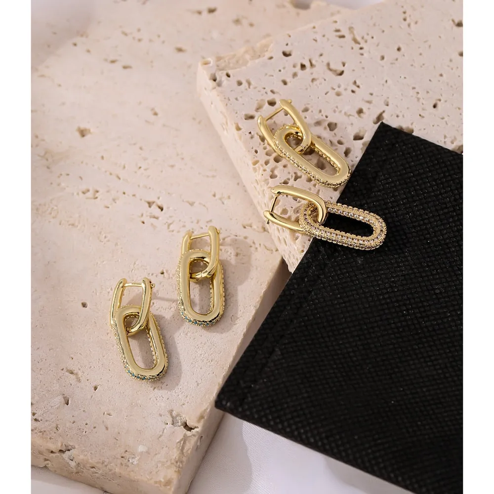 New Exquisite Shiny Cubic Zirconia Geometric Drop Earrings