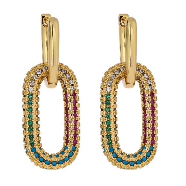 New Exquisite Shiny Cubic Zirconia Geometric Drop Earrings