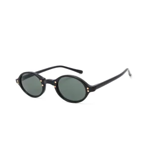 New Old Stock 1990s Alexine Slim Jet Black Oval Frame Sunglasses