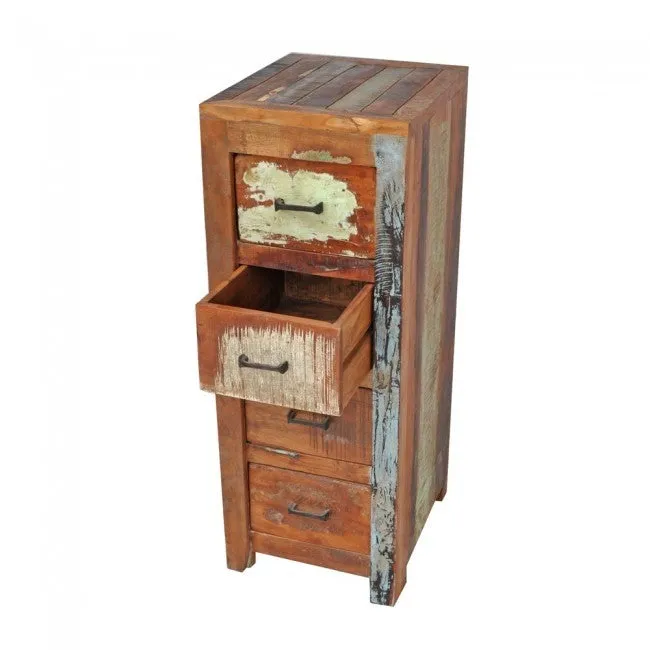 NIRVANA Reclaimed timber Dresser Tallboy Chest of 4 drawers 35x40x94 cm