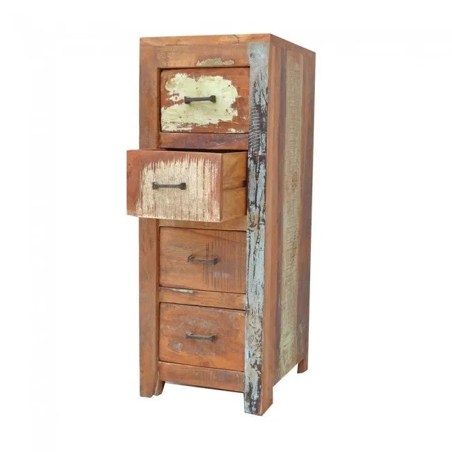 NIRVANA Reclaimed timber Dresser Tallboy Chest of 4 drawers 35x40x94 cm