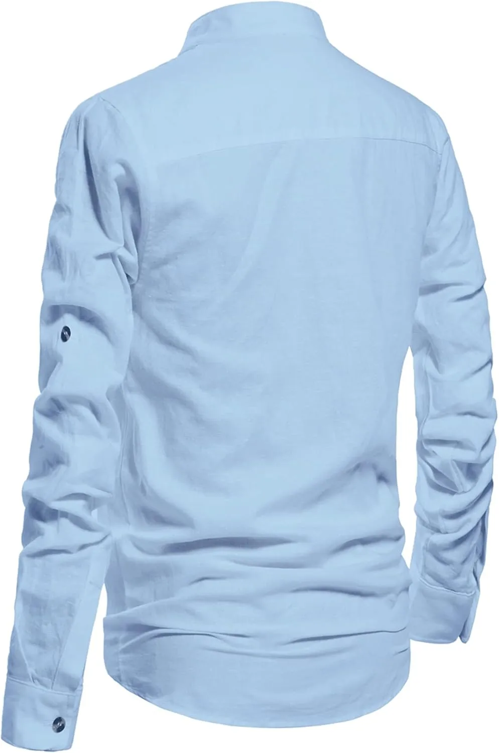NITAGUT Men Henley Neck Long Sleeve Daily Look Linen Shirts