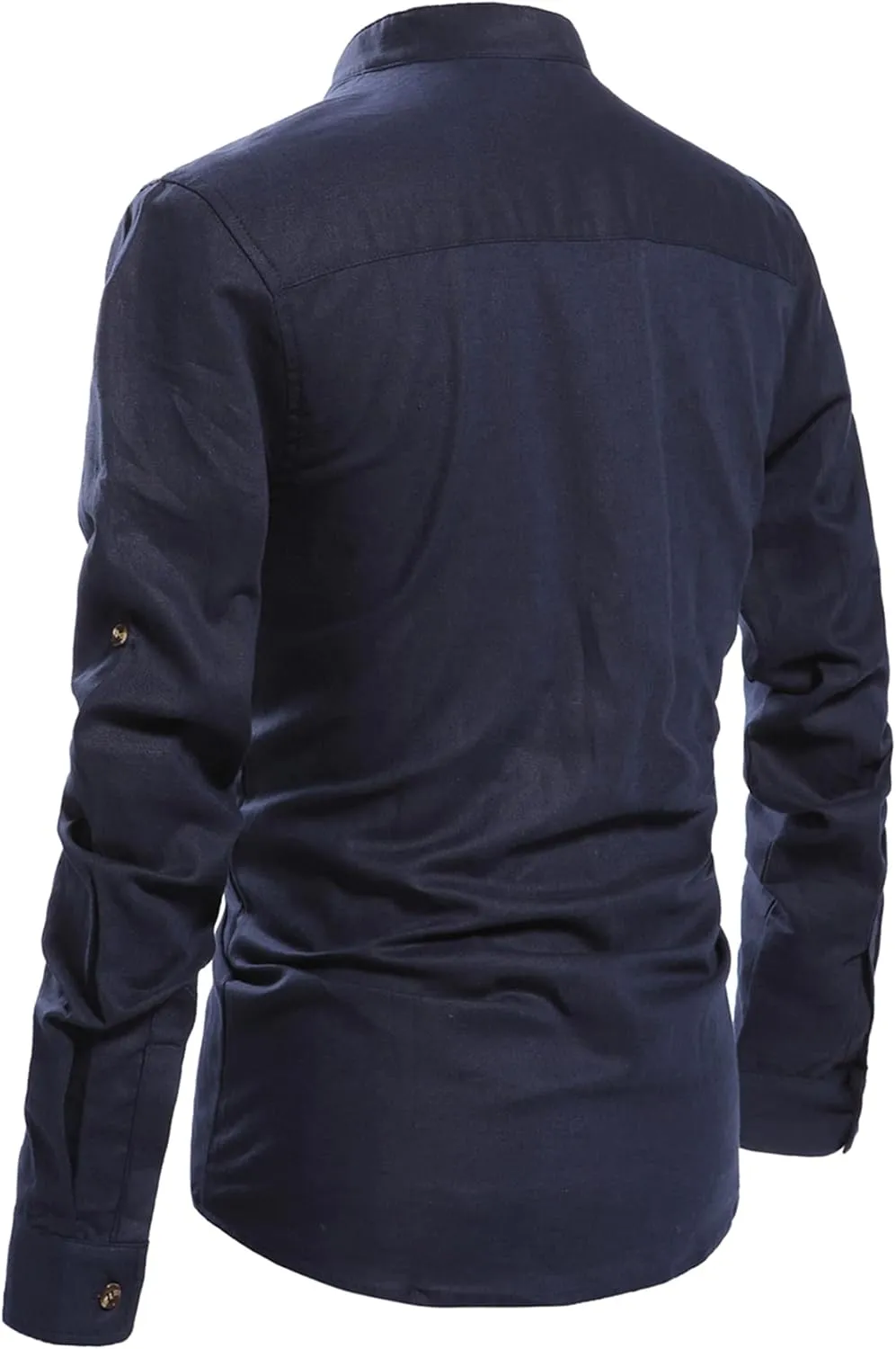 NITAGUT Men Henley Neck Long Sleeve Daily Look Linen Shirts