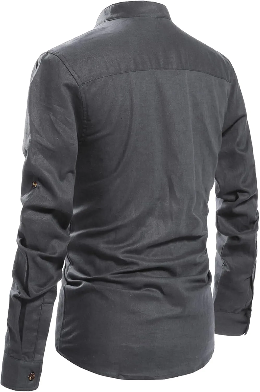 NITAGUT Men Henley Neck Long Sleeve Daily Look Linen Shirts