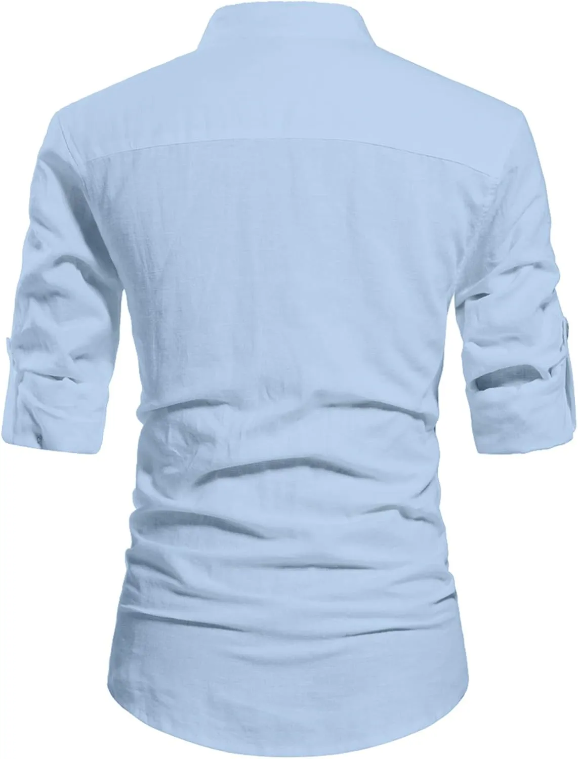 NITAGUT Men Henley Neck Long Sleeve Daily Look Linen Shirts