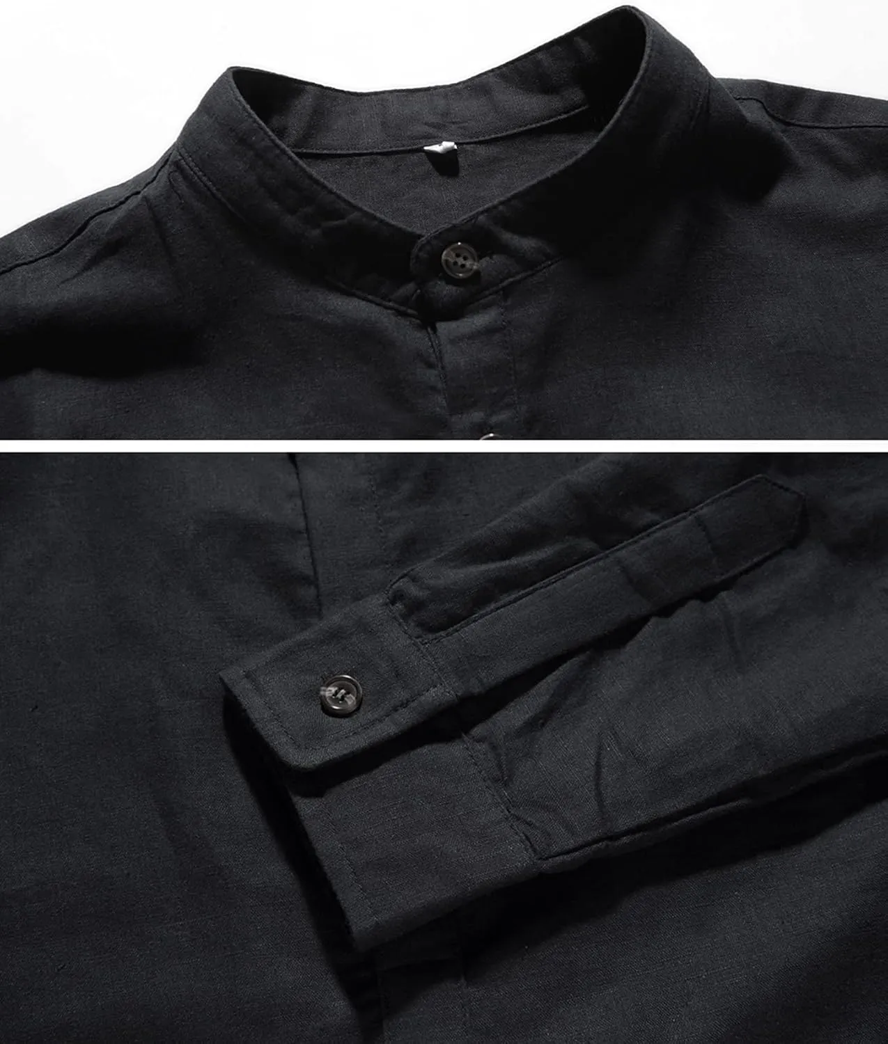 NITAGUT Men Henley Neck Long Sleeve Daily Look Linen Shirts