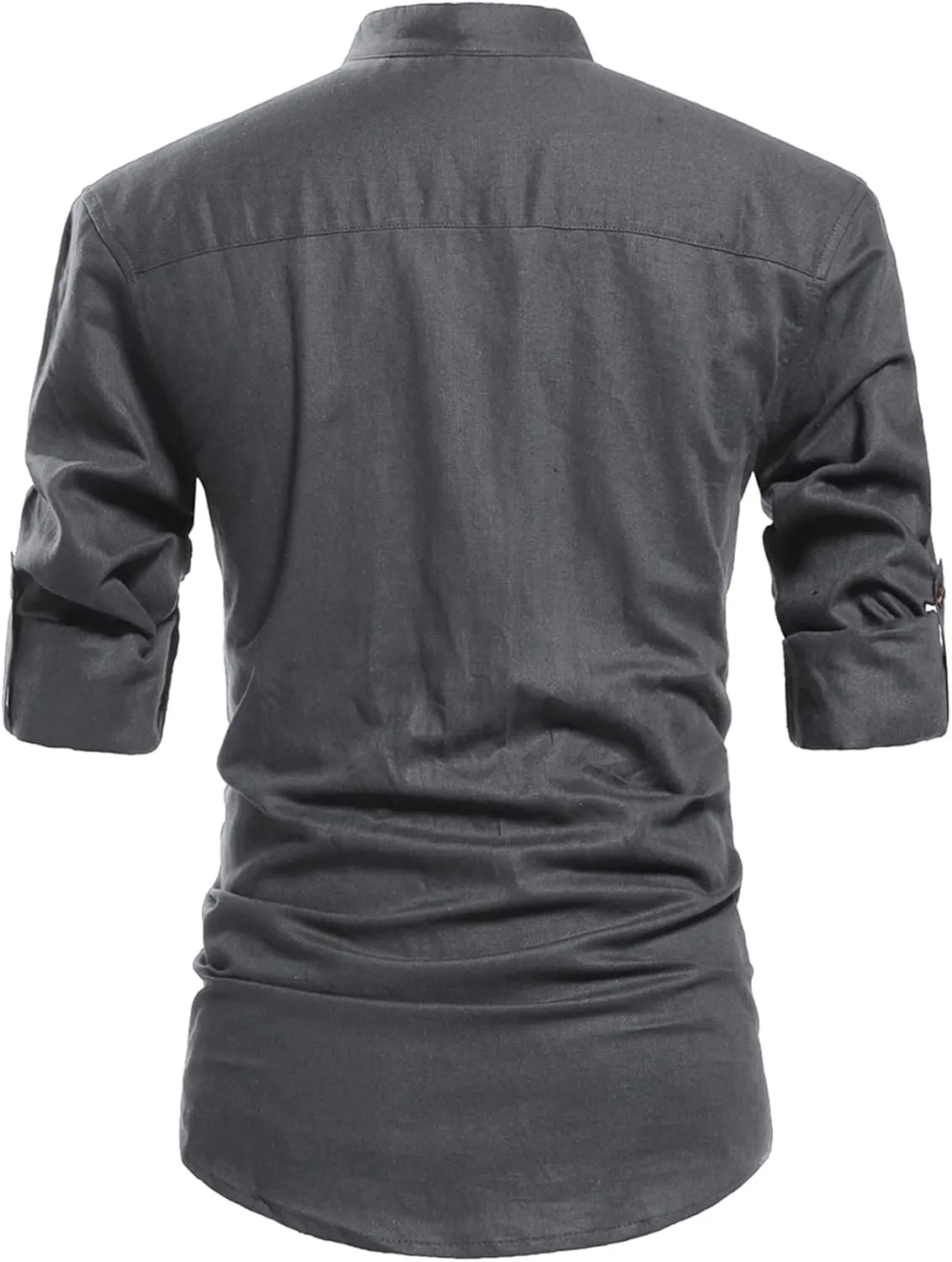 NITAGUT Men Henley Neck Long Sleeve Daily Look Linen Shirts