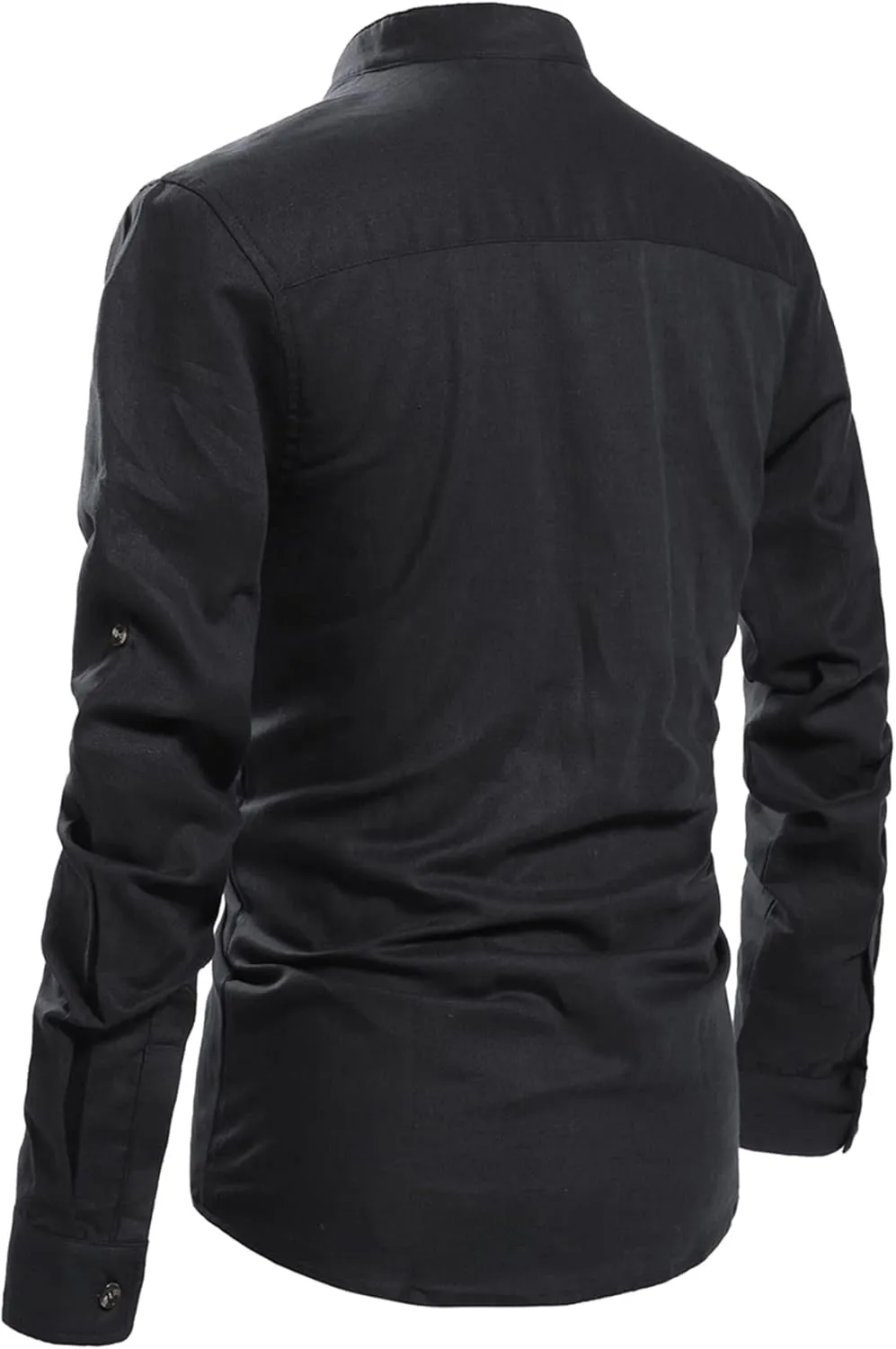 NITAGUT Men Henley Neck Long Sleeve Daily Look Linen Shirts